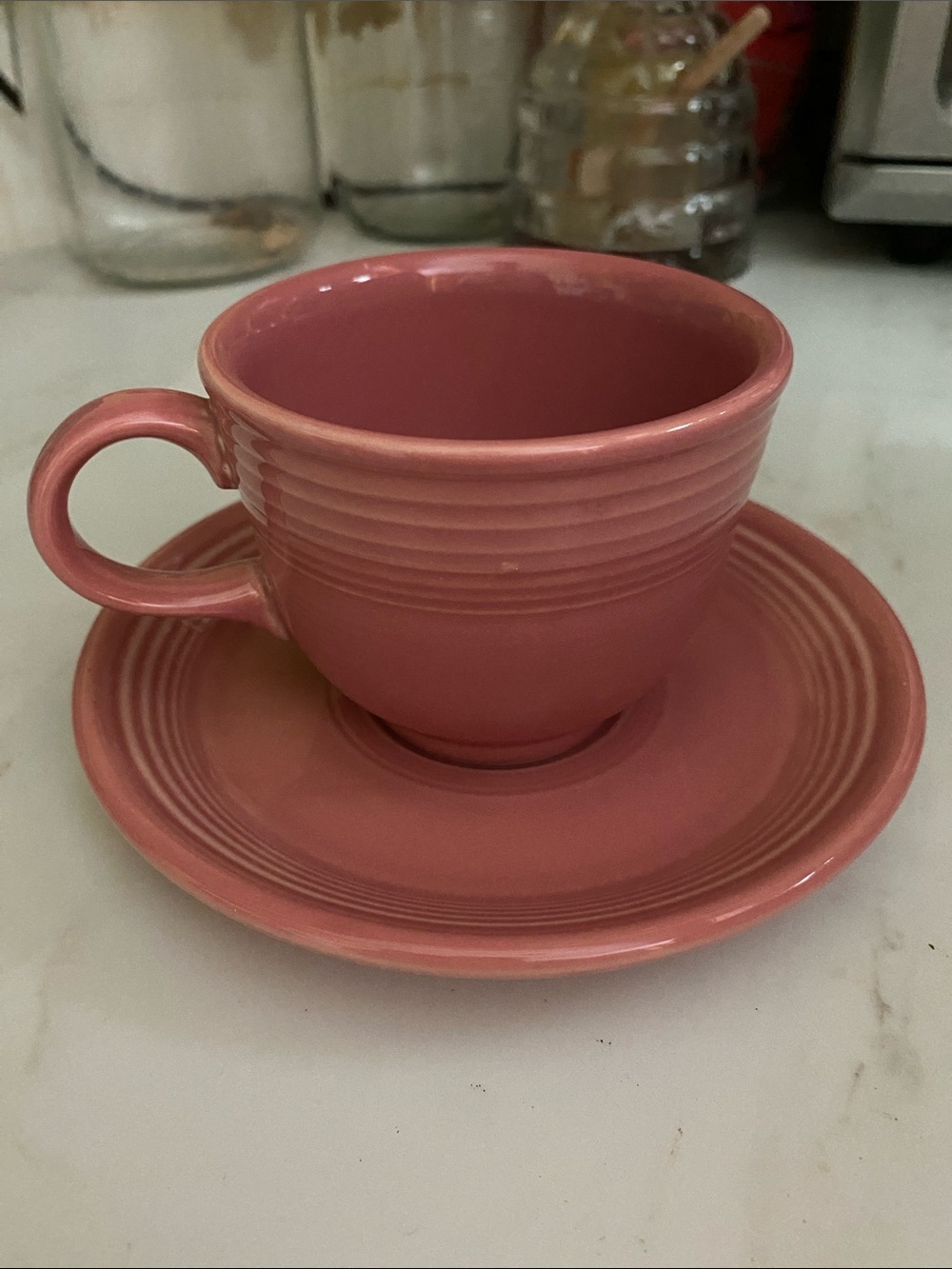 Fiestaware Rose teacup and Saucer